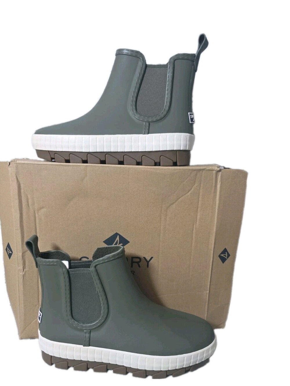 Sperry Women's Torrent Chelsea Rain Boot Olive S 5.5 rubber waterproof bootie